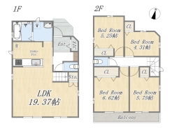 【間取り図】C号棟 4LDK+カースペース