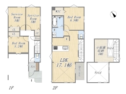【間取り図】5号棟 2LDK+2S+WIC+小屋裏収納+ビルトインガレージ