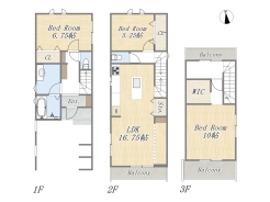 【間取り図】
2号棟 3LDK+WIC+ビルトインガレージ