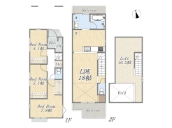 【1号地 参考プラン】
3LDK+Loft+ビルトインガレージ
建物面積:90.08㎡