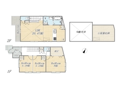 【間取り図】
Plan:3LDK+WIC+SIC+Pantry+ワイドバルコニー+小屋裏収納+カースペース2台
土地面積:97.79m2(29.58坪)
建物面積:97.07m2(29.36坪)