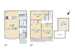 【間取り図】A号棟 3LDK+Loft+カースペース