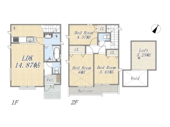 【間取り図】B号棟 3LDK+Loft+カースペース