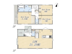 【間取り図】3LDK+SIC+pantry+カースペース2台可