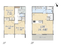【2号棟】2SLDK+Pantry+ワイドバルコニー+カースペース2台