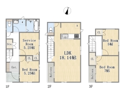 【間取り図】3SLDK+カースペース2台可