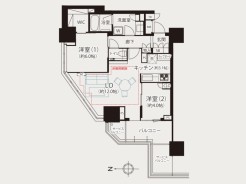 【Plan】2LDK+WIC+ワイドバルコニー