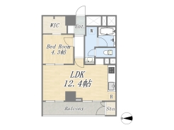 【間取り図】1LDK+WIC