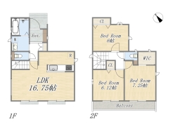 【間取り図】3LDK+WIC+カースペース2台可