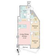 【間取り図】2LDK+WIC