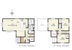 【間取り図】3LDK+WIC+ワイドバルコニー+カースペース2台