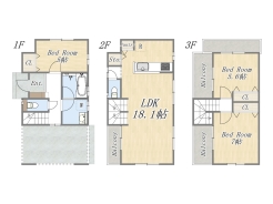 【建物プラン例①:1号地】
Plan:3LDK+Pantry+2ワイドバルコニー+ビルトインガレージ
建物参考価格:2500万円
建物面積:88㎡