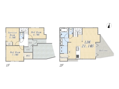 【間取り図】2SLDK+WIC+SIC+Pantry+ビルトインガレージ.