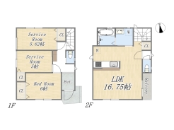 1号棟 【間取り図】1LDK+2S+カースペース