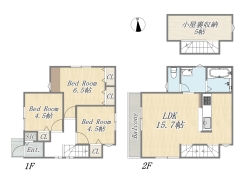 【4号棟】3LDK+SIC+固定階段式小屋裏収納+カースペース2台