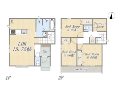 【間取り図】B号棟 3SLDK+カースペース
