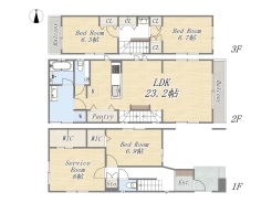 【間取り図】B号棟 3SLDK+2WIC+Pantry+ビルトインガレージ
