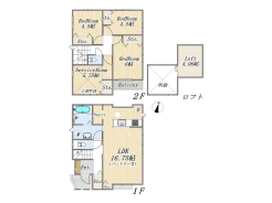 【B号棟】3SLDK+Pantry+Loft+カースペース