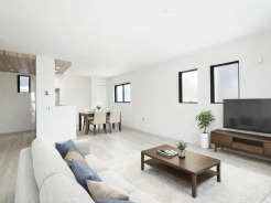 【LDK:A号棟】
本画像はCGで作成しており、実際に現地に家具は配置しておりません。また、価格に家具は含まれません。