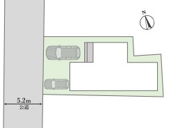 【区画図】
「八王子」駅まで徒歩15分の希少な立地に位置する敷地35坪の邸宅が誕生。車2台駐車してもゆとりある敷地でバイクや自転車、夏場は子供プールなども置くことができます。