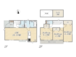 【C号棟】
3LDK+Loft+カースペース2台可