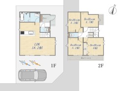 【6号地 参考プラン】
Plan:4LDK
建物参考価格:2000万円
建物面積:88.6㎡