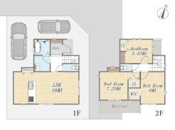 【10号地 参考プラン】
Plan:3LDK+WIC+Pantry+カースペース2台
建物参考価格:2000万円
建物面積:82.8㎡