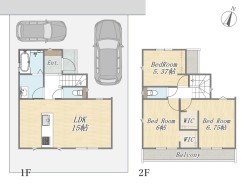 【11号地 参考プラン】
Plan:3LDK+2WIC+カースペース2台
建物参考価格:2000万円
建物面積:79.48㎡