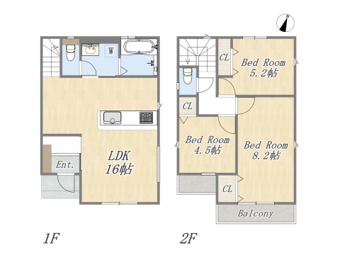 【4・5号地 参考プラン】 Plan:3LDK 建物参考価格:2000万円 建物面積:79.48㎡