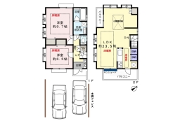 【間取り図】2LDK+カースペース2台可