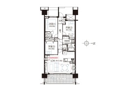 【間取り図】3LDK+WIC+ワイドバルコニー