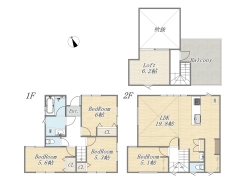 B号棟 【間取り図】
4LDK+Pantry+Loft+ルーフバルコニー+カースペース