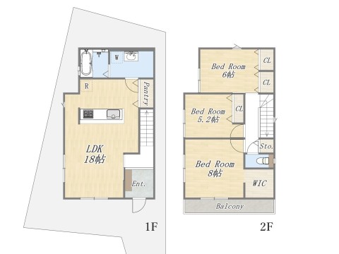 【3号地 参考プラン】 Plan:3LDK+WIC+Pantry 建物参考価格:1903万円 建物面積:94㎡