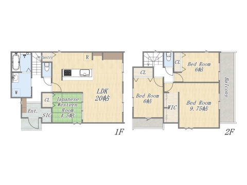 【3号地 参考プラン】 Plan:4LDK+WIC+SIC+Pantry+ワイドバルコニー+カースペース2台 建物参考価格:1503万円 建物面積:106㎡