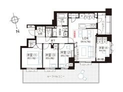 【間取り図】4LDK+WIC+パントリー+ルーフバルコニー