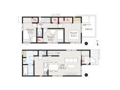 【間取り図】3LDK+ワイドバルコニー+カースペース