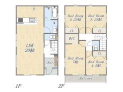 【参考プラン:1号地】
Plan:4LDK+WIC+カースペース
建物参考価格:1203万円/建物面積:97㎡