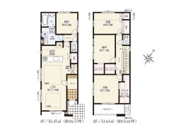 【間取り図】2SLDK+WIC+カースペース2台可