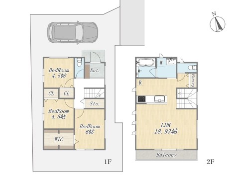 【参考プラン:2号地】 Plan:3LDK+WIC+Pantry+カースペース|建物参考価格:2300万円|建物面積:87.77㎡|YAZAWA LUMBER施工|建物参考価格(2300万円)には設計・外構・地盤改良費等は含まれていません。