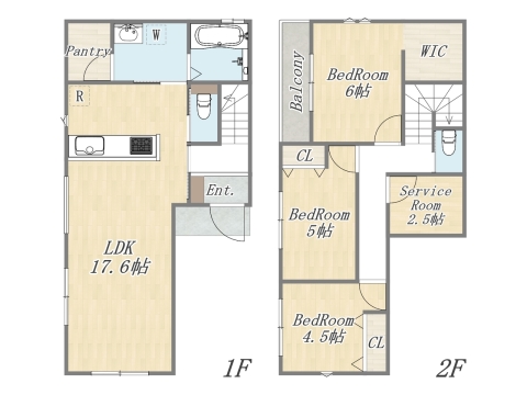 【参考プラン:2号地】 Plan:3SLDK+WIC+Pantry+カースペース 建物参考価格:2003万円 建物面積:90㎡