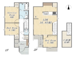 【間取り図】
2SLDK+SIC+Pantry+小屋裏収納+カースペース