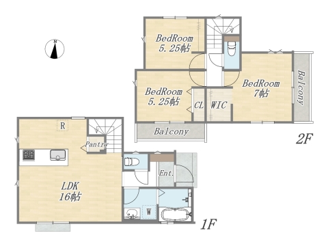 【8号棟】 Plan:3LDK+WIC+Pantry+カースペース2台 土地面積:100.05㎡(30.26坪) 建物面積:79.9㎡(24.16坪)