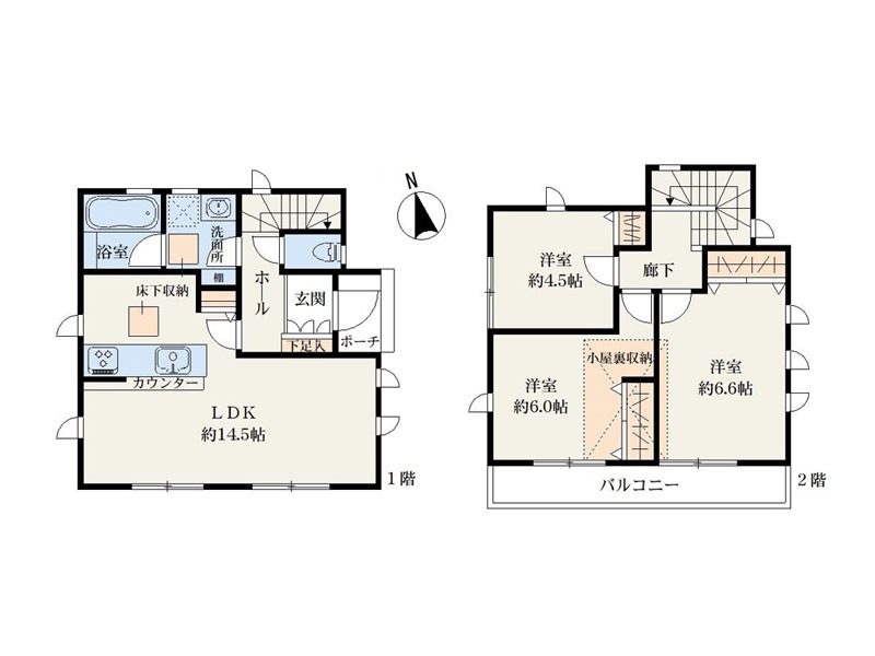 3LDK+パントリー+小屋裏収納+カースペース