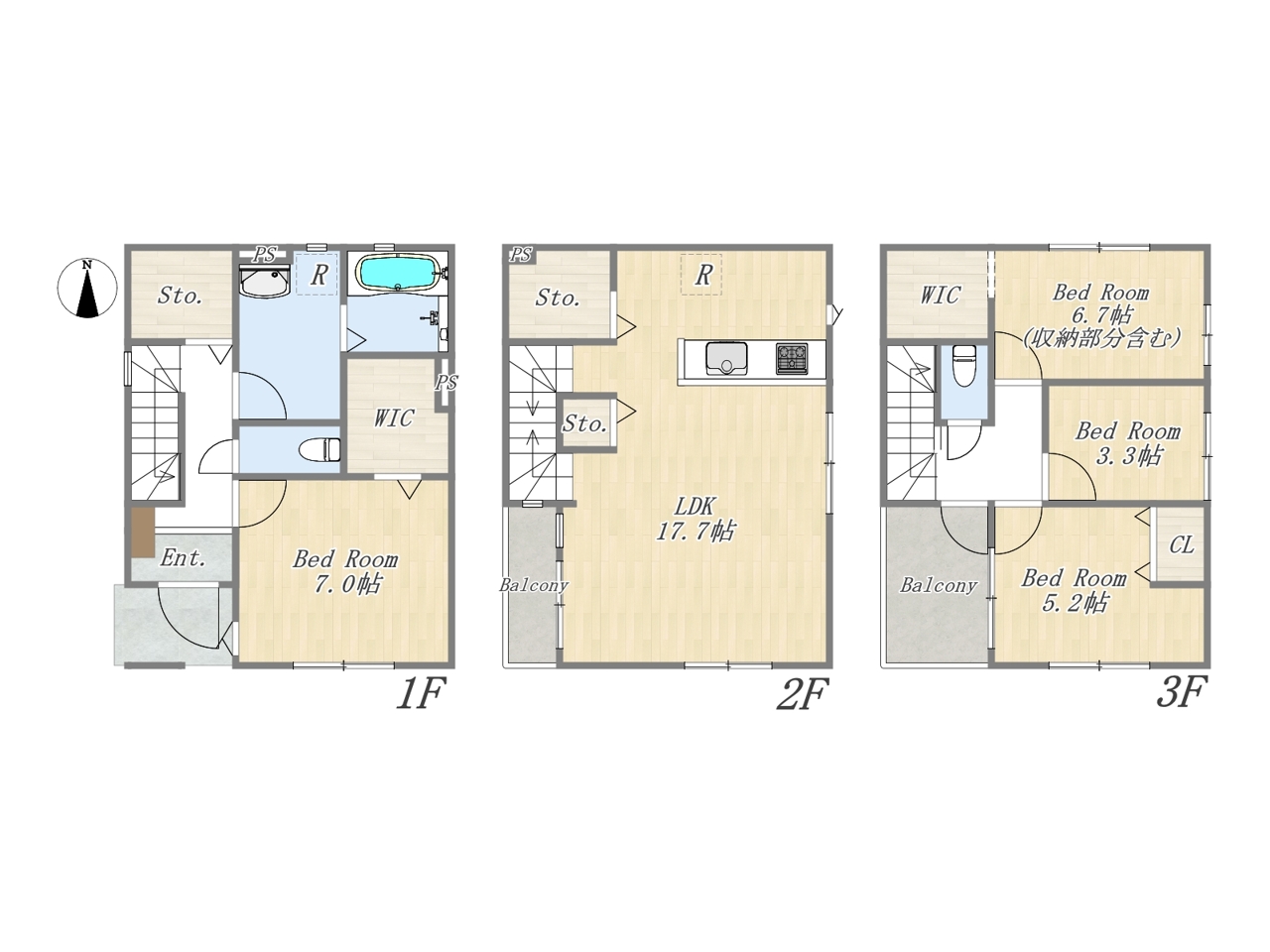 【間取り図】2号棟　4LDK+WIC