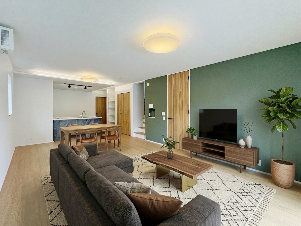 【LDK:18.75帖】
本画像はCGで作成しており、実際に現地に家具は配置しておりません。また、価格に家具は含まれません。