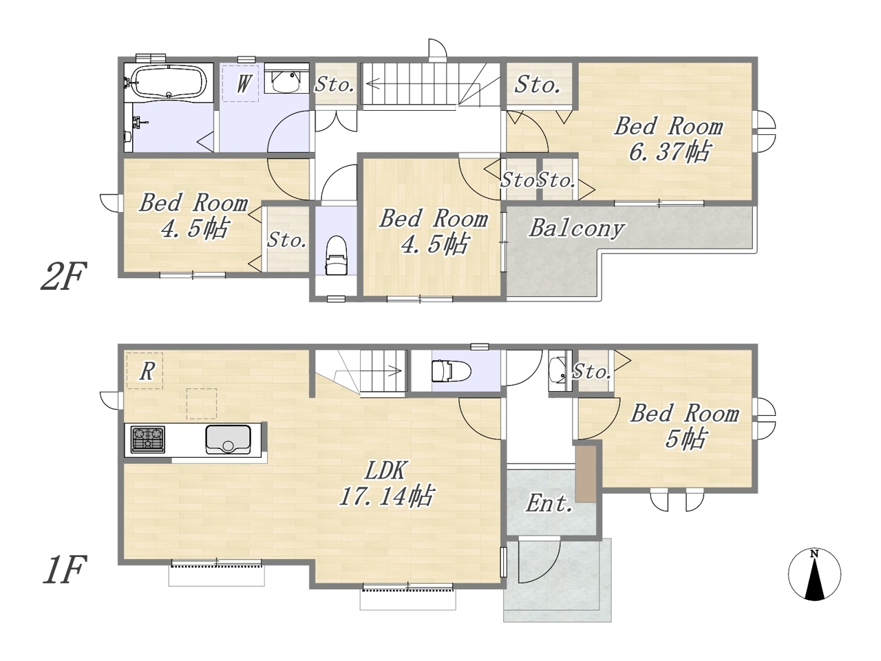 【A号棟】4LDK+カースペース2台
