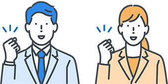ガッツポーズの男女イラスト